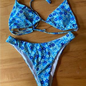 Blue Floral Bikini Set